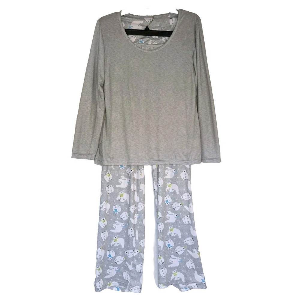 Echo Sleepwear Pajama Set Womens Sz S  Long Sleeve Polar Bear Polyester Spandex